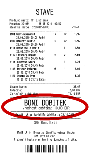 listek z boni dobitkom